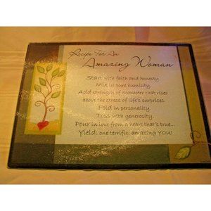 Tempered Glass chopping Cutting board 15.5" X 11.5" Recipe for an amazing woman